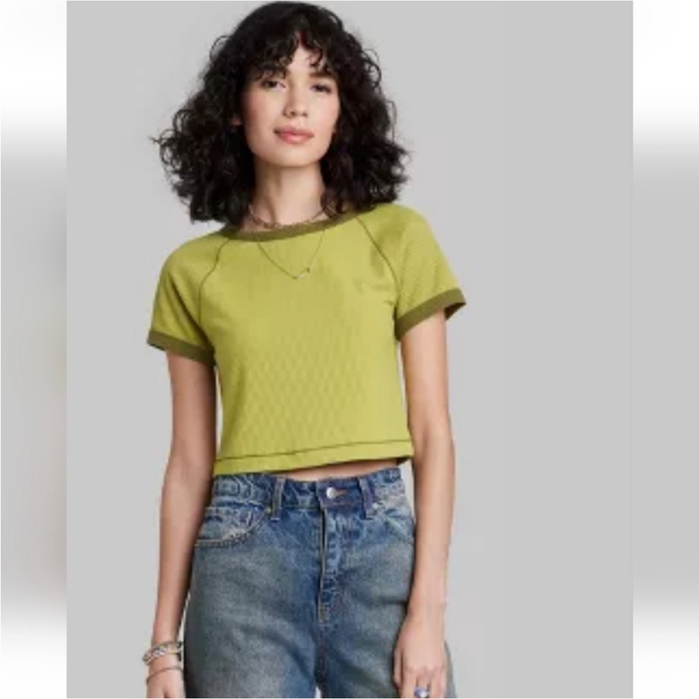Women's Short Sleeve Cropped Thermal T-Shirt by Wild Fable Size XXL